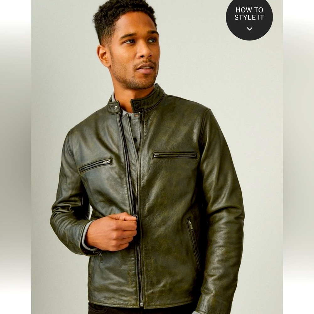 Men’s Lucky Brand Washed Leather Bonneville Jacket— never worn!!